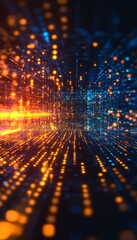 Aufkleber - abstract glowing tunnel data stream, digital flow, futuristic technology, big data visualization