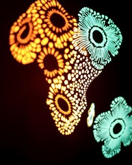 Poster - Colorful abstract patterns illuminate the darkness with vibrant floral designs. Generative AI