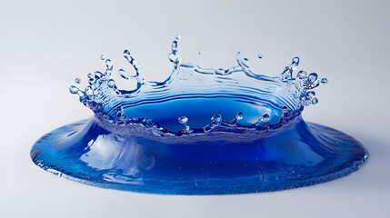 Poster - Splashing blue water with dynamic motion and glossy droplets creating an abstract and energetic visual effect  The image showcases the power and fluidity of water