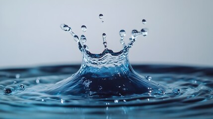 Poster - Splashing water droplet frozen in a moment of dynamic motion creating a circular symmetry and mesmerizing display of the fluid nature and energy of water  This conceptual