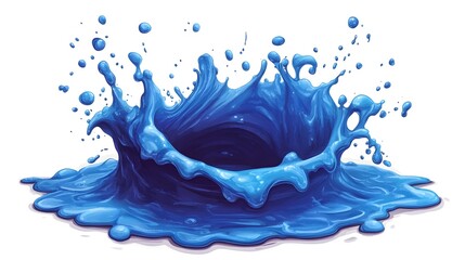Poster - Stunning and dynamic image of a vibrant blue liquid splash with dramatic movement swirling patterns and a sense of powerful aquatic energy