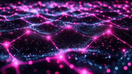 Poster - Abstract Network Design With Glowing Pink And Blue Lines
