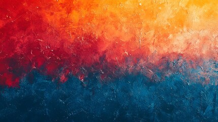Aufkleber - Vibrant abstract landscape painting featuring a dramatic sunset scene with a bold emotive blend of warm and cool colors dynamic brushstrokes and a sense of depth and movement