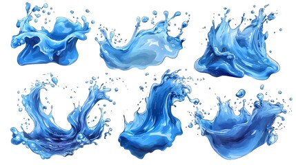 Leinwandbilder - Vibrant Blue Liquid Splashes and Flowing Water Movement in Dynamic Abstract Design  Refreshing and Captivating Transparent Fluid Expressions with Captivating Color and Motion
