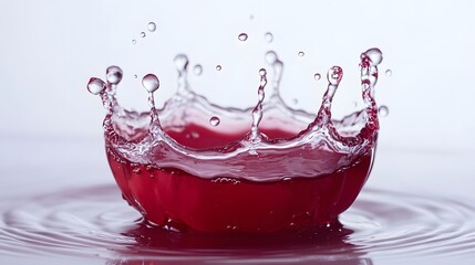 Poster - Vibrant Crimson Splash of Refreshing Liquid Droplets Captured in Dynamic Motion and Flowing Energy against a Transparent Glass Background