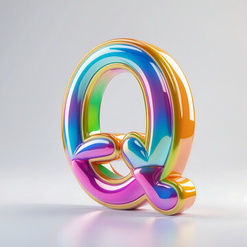 Vibrant Letter Q Illustration with Glossy Finish and Playful Design