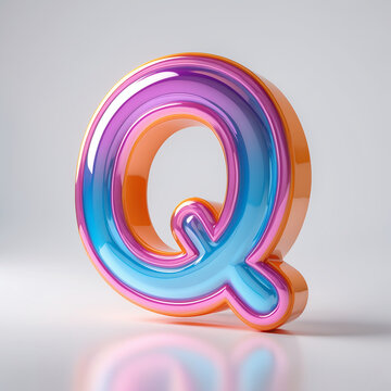Vibrant Letter Q Illustration with Glossy Finish and Playful Design