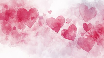 Poster - Creating soft pink hearts dreamy watercolor artistic studio whimsical environment aerial view soft romantic concept