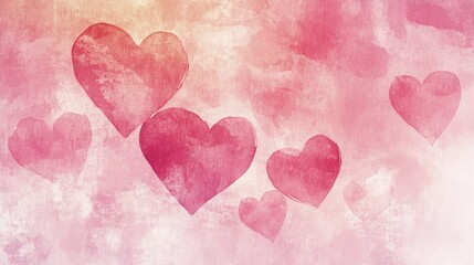 Poster - Soft pink hearts blending in a dreamy watercolor art studio digital artwork serene environment artistic viewpoint whimsical concept