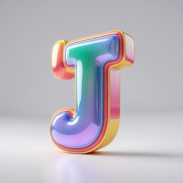 Letter J Glossy Colorful Design Perfect for Branding and Decoration