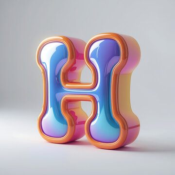 Glossy Letter H with Rainbow Gradient for Design and Decoration