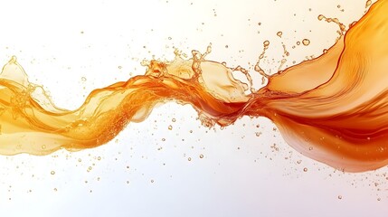 Fototapete - Vibrant orange fluid splash with dynamic waves ripples and swirling motion creating an abstract art design  Energetic and flowing movement of liquid elements against a white background
