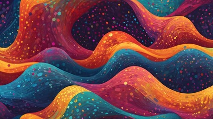 Poster - Wave dots abstract 