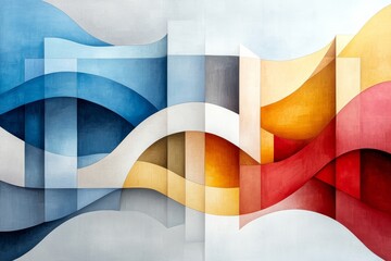Poster - Vibrant abstract mural showcasing flowing colors and shapes on a wall in an urban setting