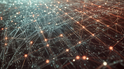 Poster - Abstract network concept image.  Intricate web of glowing nodes and connections, ideal for tech, AI, or data visualization projects.  Stunning visual for presentations, websites, and more.