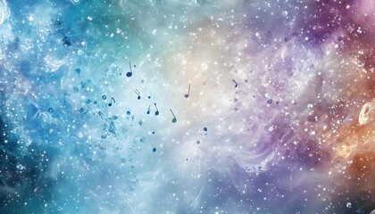 Wall Mural - Cosmic Nebula Music Notes Scattered Across Galaxy