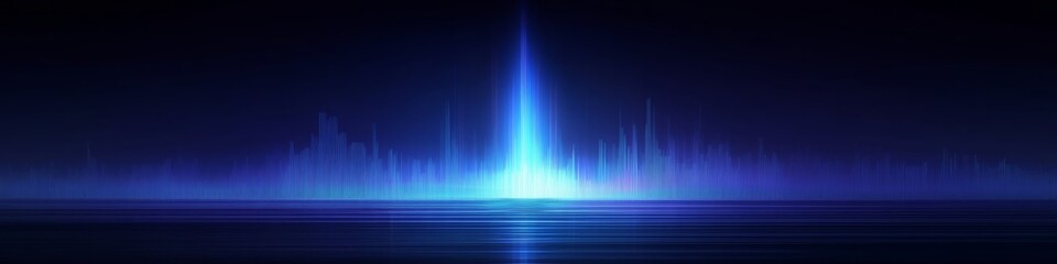 Poster - Abstract Blue Ascending Graph Line on Dark Background, Minimalist Design with Smooth Curves