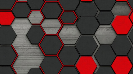 Wall Mural - grey and red hexagons modern background illustration , isolated on white background, , copy space, c