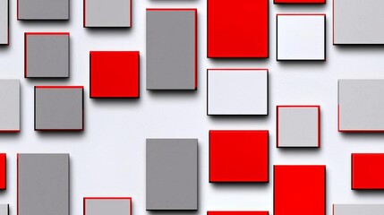 Poster - grey and red squares modern background illustration , isolated on white background, , copy space, co