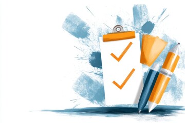 Poster - A clean minimalist icon of a checklist with checkmarks, symbolizing a completed placement test