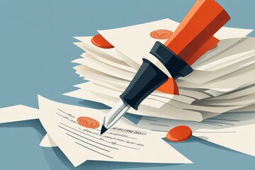 Aufkleber - A clean, flat design of a framed diploma certificate with an official seal