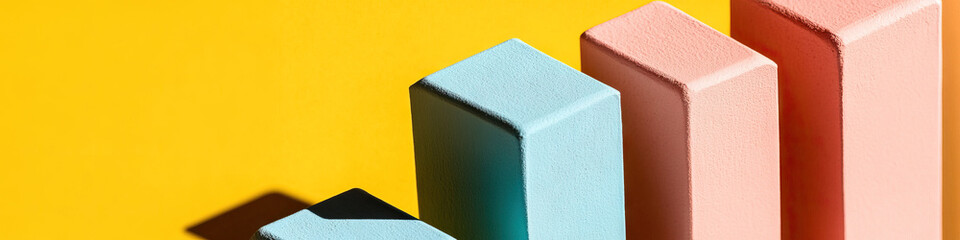 Poster - Ascending Pastel Blocks on Yellow Background
