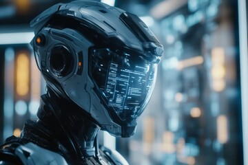 Poster - A high-tech futuristic deadline management system where AI schedules tasks using holographic interfaces