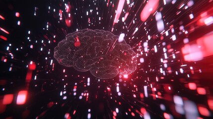 Poster - Cybernetic brain visualization connected to the Metaverse data stream.