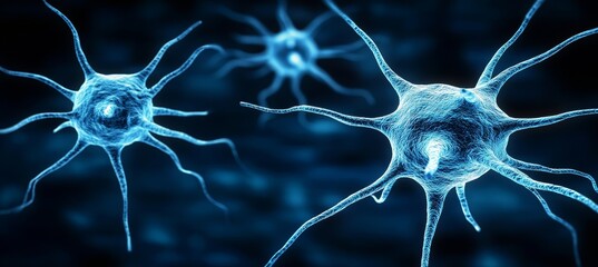 Poster - Blue Neuron Network A Digital Vector Artwork of Interconnected Nodes and Lines on a Dark Background