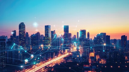 Poster - Futuristic cityscape powered by nanoscale smart grids.