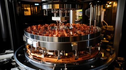 Poster - High-tech bioreactor producing synthetic proteins for research.