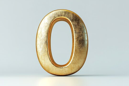 Isolated on a white backdrop is the 3D letter O in a gold serif typeface.  Generative Ai