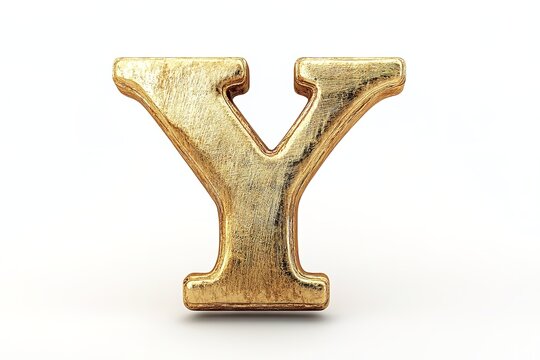 Isolated on a white backdrop is the 3D letter V in a gold serif typeface. Generative Ai