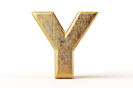 Isolated on a white backdrop is the 3D letter V in a gold serif typeface. Generative Ai
