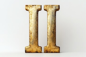 Poster - The gold serif font of the 3D letter I is isolated on a white backdrop. Generative Ai