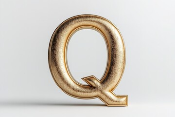 Poster - The gold serif font of the 3D letter Q is isolated on a white backdrop. Generative Ai
