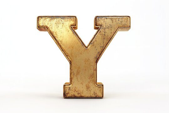 Isolated on a white backdrop is the 3D letter V in a gold serif typeface. Generative Ai