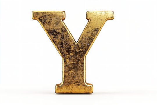 Isolated on a white backdrop is the 3D letter V in a gold serif typeface. Generative Ai
