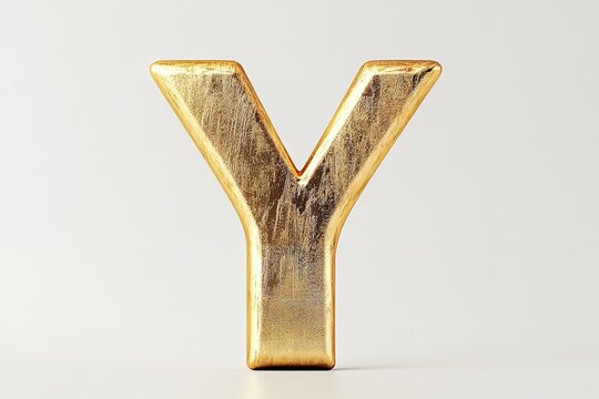 Isolated on a white backdrop is the 3D letter V in a gold serif typeface. Generative Ai