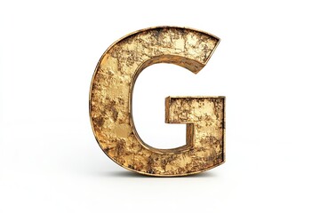 Poster - The gold serif font of the 3D letter G is isolated on a white backdrop. Generative Ai