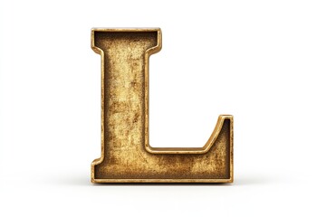 Poster - The gold serif font of the 3D letter L is isolated on a white backdrop. Generative Ai