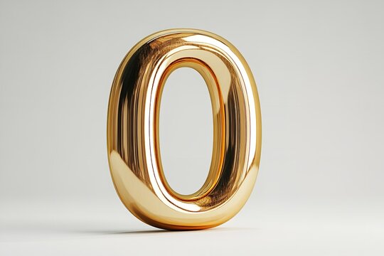 Isolated on a white backdrop is the 3D letter O in a gold serif typeface.  Generative Ai
