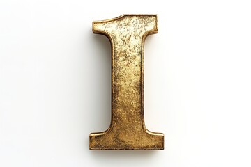 Poster - The gold serif font of the 3D letter I is isolated on a white backdrop. Generative Ai