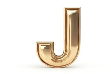 Poster - Isolated against a white backdrop is the three-dimensional letter J in a gold serif typeface. Generative Ai