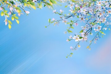 Spring Blossoms Against Blue Sky - Delicate spring flowers on branches against a bright blue sky background. Perfect for springtime themes.