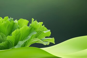 Wall Mural - Fresh Green Lettuce Leaves - Close-up of vibrant green lettuce leaves against a soft green background.  Perfect for healthy eating,  vegetable, and nature themes.