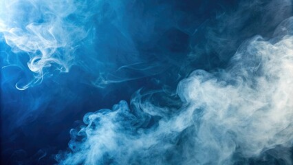 Wall Mural - Abstract blue background with swirling clouds of white and gray mist, evoking a sense of ethereal mystery, dreamy, whimsical, nature-inspired, ethereal