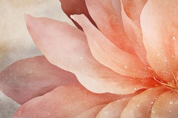 Aufkleber - Close-up of a delicate flower petal with water droplets on soft pink tones, symbolizing freshness, nature, and elegance in a gentle watercolor style.