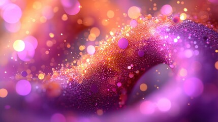 Wall Mural - sparkling golden wave in vibrant bokeh background, festive abstract design