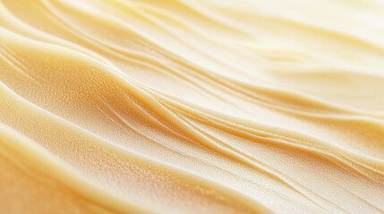 Aufkleber - Close-up of golden textured fabric with smooth, flowing waves, symbolizing elegance and softness, ideal for design, fashion, and abstract background concepts.